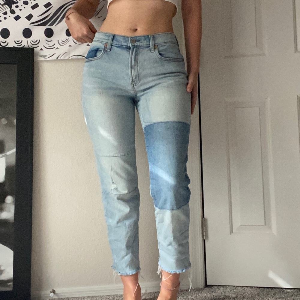 Gap patchwork girlfriend jeans